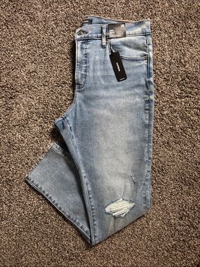 Express Light Blue Distressed Skinny Jeans